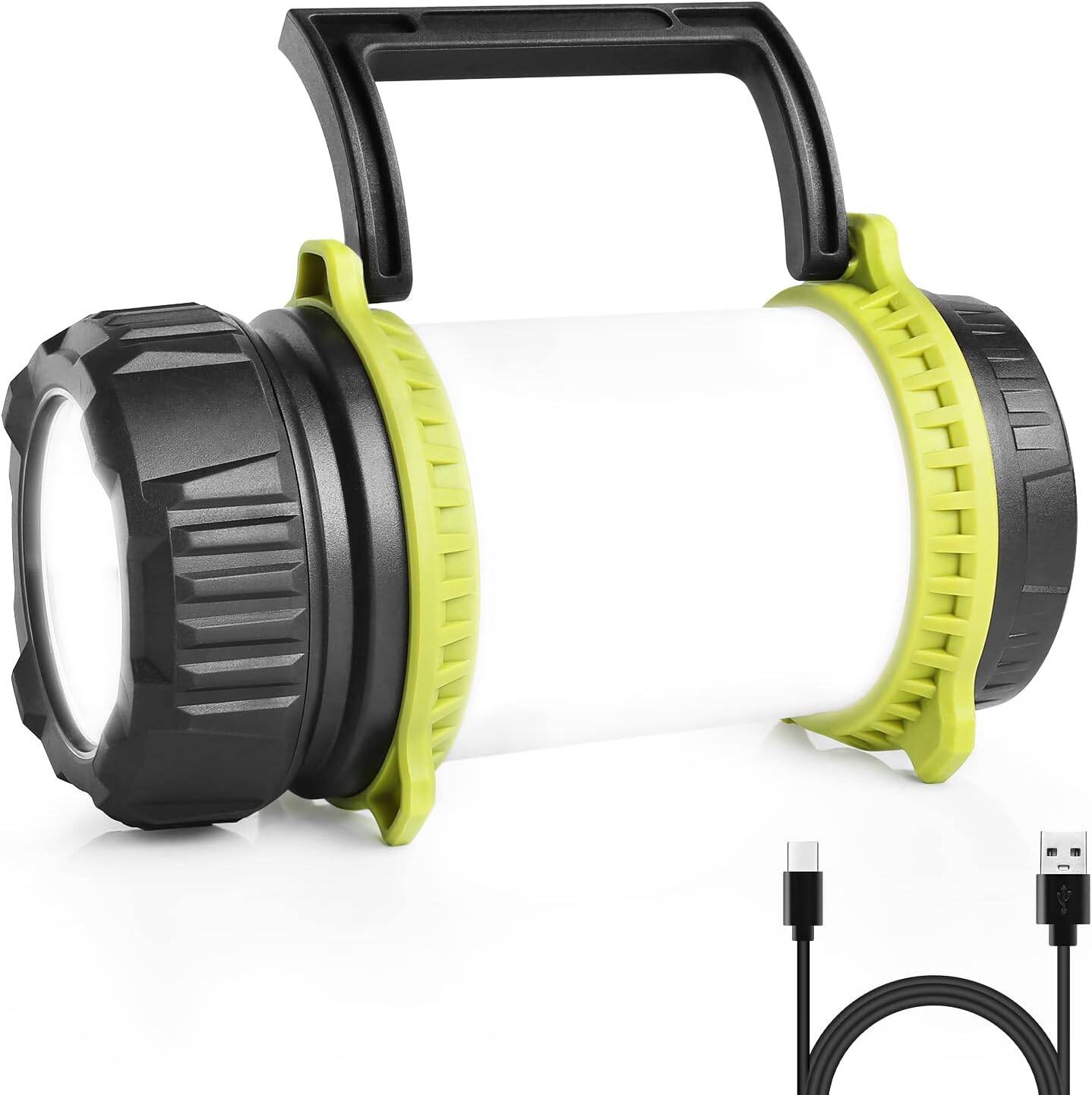 LE Camping Light Rechargeable, Torch LED Super Bright Rechargeable, Dimmable 5 Modes Camping Lantern Torch with Power Bank, 500lm Rechargeable Camping Torch for Power Cuts, Emergency, USB C Cable