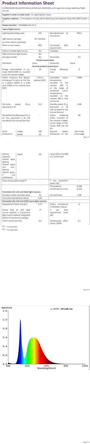 Lepro E27 Screw Bulbs 100W Equivalent, Cool White 6500K, 13W 1520lm Super Bright E27 LED Bulbs, GLS Energy Saving Edison Lightbulb, Non-dimmable, Pack of 6