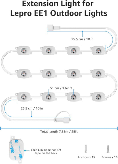 Lepro 7.5m/25ft EE1 Permanent Outdoor Lights Accessories, Single Strand Only