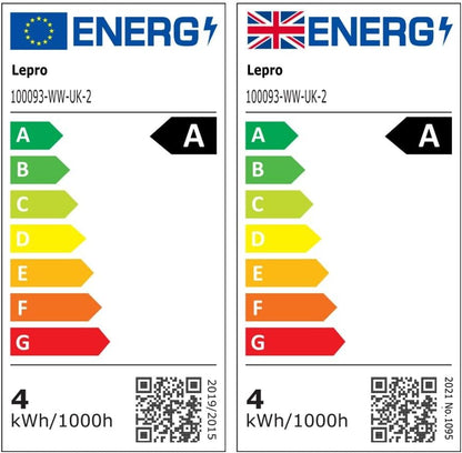 Lepro Vintage Bayonet Light Bulb, Ultra Efficient A-Rated B22 Bulb, 3.8W = 60W, 806lm, 2700K Warm White, 50000H Lifespan, Clear Filament, Glass, Non-dimmable, Pack of 2