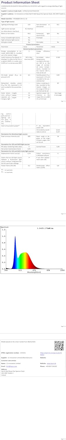 Lepro GU10 LED Bulbs Dimmable, Cool White 6500K, 4.5W 345lm, 50W Halogen Spotlight Bulb Equivalent, 38° Narrow Beam, Daylight White, Energy Saving GU10 LED Light Bulbs, Pack of 10