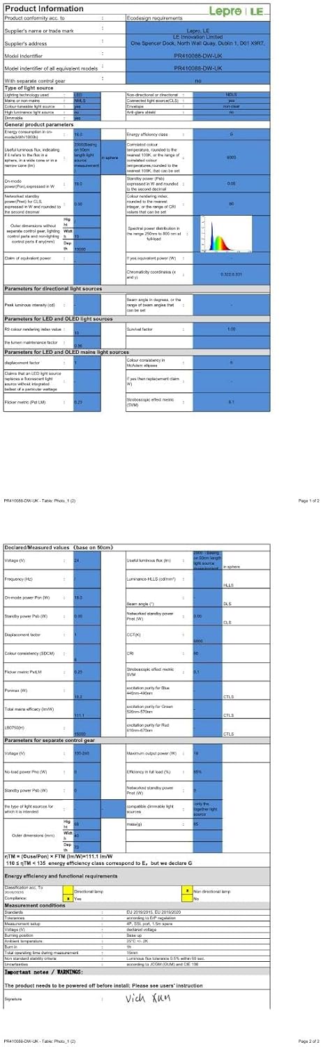 Lepro White LED Strip Light 10M, 2000lm Dimmable LED Lights, 24V UK Plug LED Strip with Dimmer Switch, 6000K Cool White Strip Lights for Kitchen, Cabinet, Wardrobe, Conservatory, Garage (1 Roll)