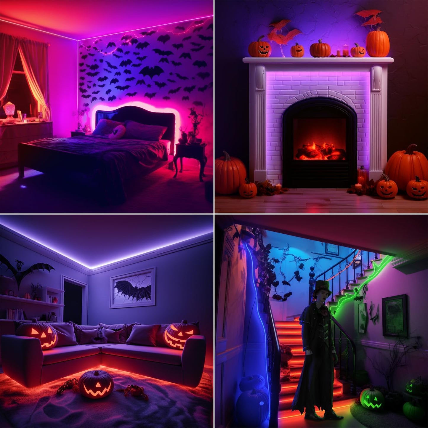 Lepro LED Strip Lights 5M Music Sync, 5050 RGB Colour Changing LED Strip with Remote, Sound Reactive, Dimmable Stick on Plug in LED Lights for Bedroom, Kitchen, Party, Teen Girl Kids Room Decor