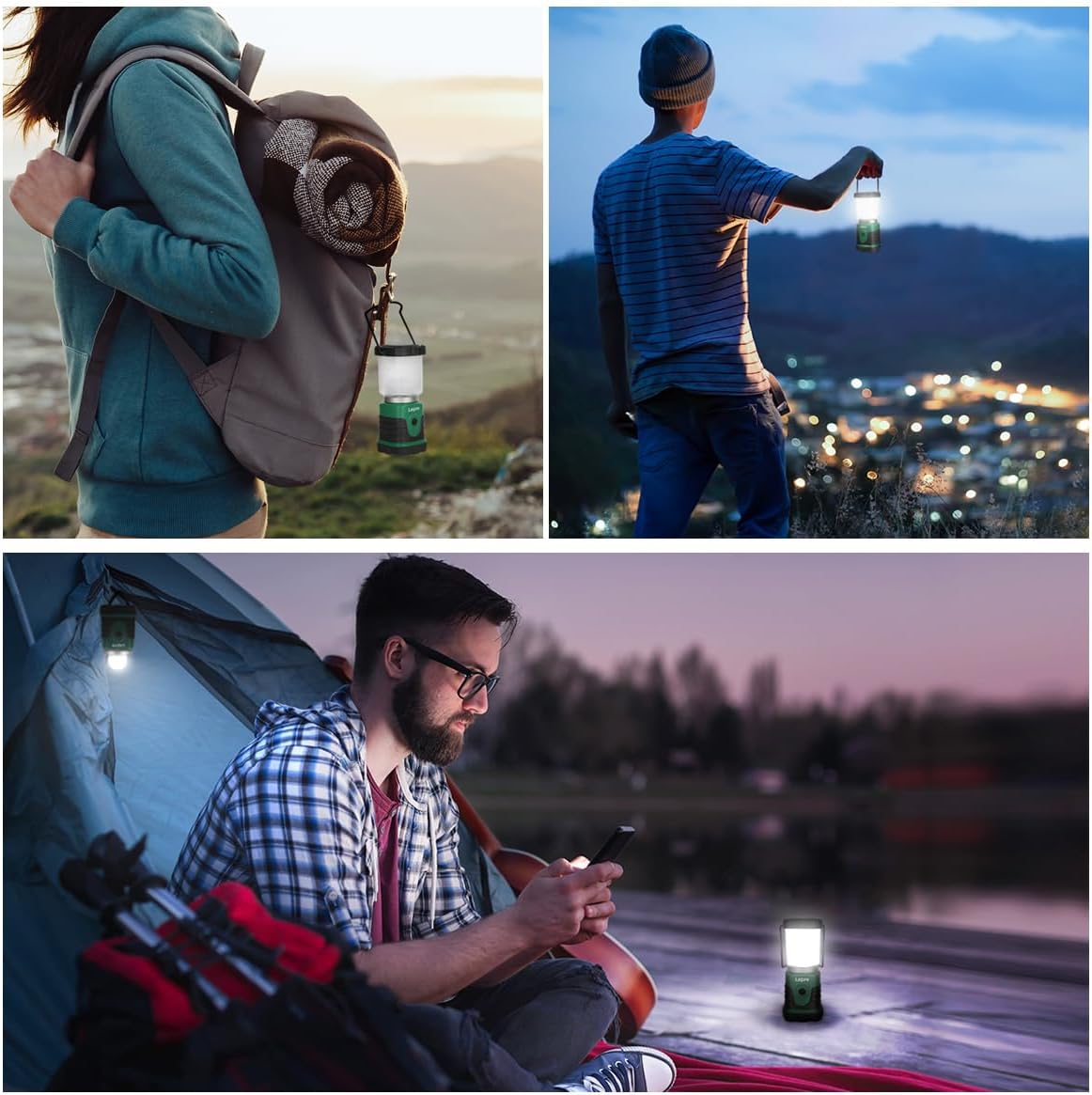 Lepro Camping Lantern Battery Powered, Portable Small Camping Tent Lights AA Battery Operated, Dimmable Warm White to Daylight Modes, Battery Lanterns for Indoors, Power Cuts, Emergency, Pack of 2