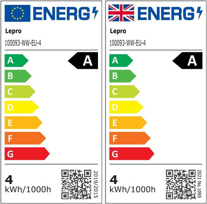 Lepro E27 Vintage Light Bulbs, Ultra Efficient A-Rated GLS Bulb, 3.8W = 60W, 806lm, 2700K Warm White, 50000H Lifespan, Clear Filament, Glass, Non-dimmable, Pack of 4