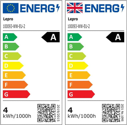 Lepro E27 Vintage Light Bulbs, Ultra Efficient A-Rated GLS Bulb, 3.8W = 60W, 806lm, 2700K Warm White, 50000H Lifespan, Clear Filament, Glass, Non-dimmable, Pack of 2