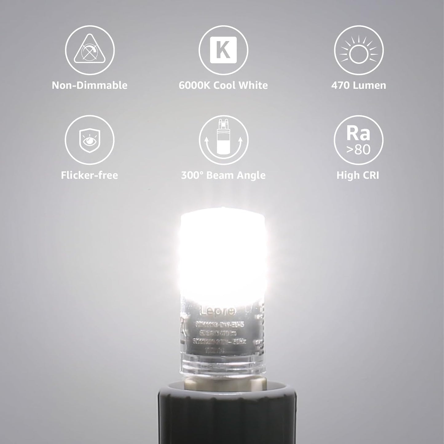 Lepro G9 LED Bulbs Cool White, 3.8W 470lm G9 LED Bulb, 40W Equivalent G9 Capsule Bulb, Energy Saving LED G9 Bulbs Cool White 6000K, AC 220V-240V, Non-dimmable, Pack of 5
