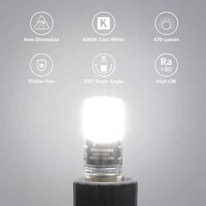 Lepro G9 LED Bulbs Cool White, 3.8W 470lm G9 LED Bulb, 40W Equivalent G9 Capsule Bulb, Energy Saving LED G9 Bulbs Cool White 6000K, AC 220V-240V, Non-dimmable, Pack of 5