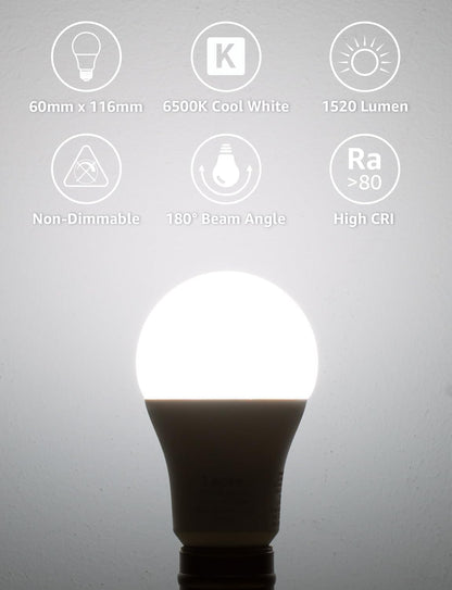 Lepro E27 Screw Bulbs 100W Equivalent, Cool White 6500K, 13W 1520lm Super Bright E27 LED Bulbs, GLS Energy Saving Edison Lightbulb, Non-dimmable, Pack of 6