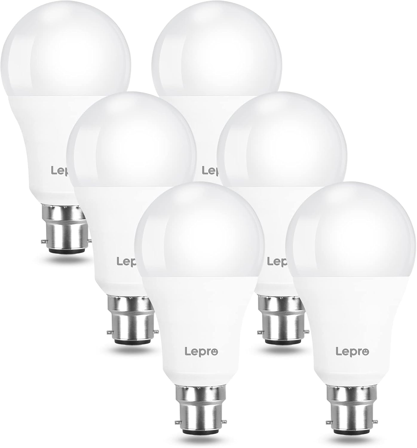 Lepro Bayonet Light Bulbs 100W Equivalent, Cool White 6500K, 13W 1520lm Super Bright Daylight B22 LED Bulbs, BC GLS Energy Saving, Non-dimmable, Pack of 6