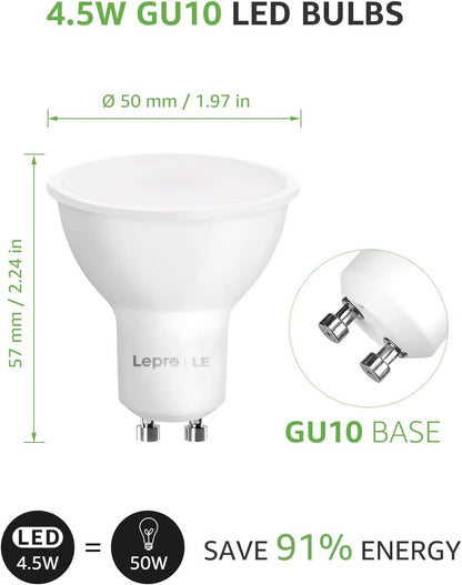 Lepro GU10 Smart Bulbs, Warm to Cool White Smart Light Bulbs GU10, Dimmable GU10 LED Spotlight Bulbs, Works with Alexa and Google Home, 4.5W=50W, CCT, 100° Beam Angle (2.4GHz WiFi)