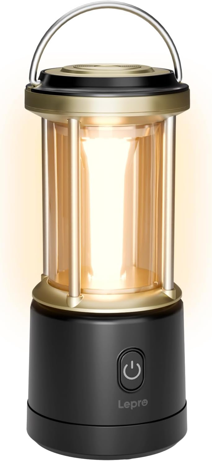 Lepro Camping Lantern, 1100 Lumen Camping Light Battery Powered, Dimmable 5 Modes, Warm White & Cool Light, AA Battery Lantern for Power Cuts, Tents, Fishing, Emergency (AA Batteries Not Included)