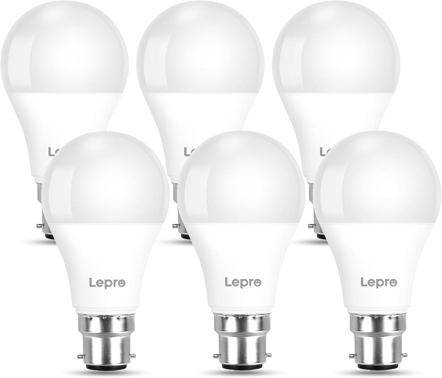 Lepro Bayonet Light Bulb, Cool White 6500K, 60W Equivalent, 8.5W 806LM B22 LED Bulb Daylight White, Energy Saving Light Bulbs Bayonet, Non-dimmable, Pack of 6