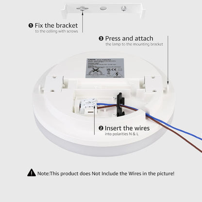 Lepro Bathroom Light Warm White, 15W 1500 Lumen Waterproof Ceiling Lights, 3000K, IP54, 100W Equivalent, Small, Modern, Round Ceiling Light for Kitchen, Toilet, Porch, Bedroom, Utility Room and More