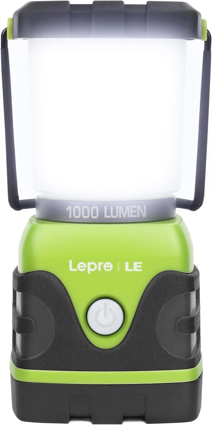 LE Camping Lantern, 1000 Lumen Camping Lights Battery Powered, Dimmable Warm White and Daylight Modes, Battery Lantern for Power Cuts, Emergency Lighting, Suit for Hiking, Fishing, Tents, etc.