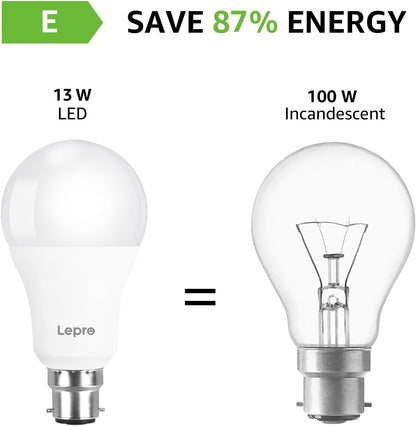 Lepro Bayonet Light Bulbs 100W Equivalent, Warm White 2700K, 13W 1520lm Super Bright LED Bayonet Bulb, B22 LED Bulbs, BC GLS Energy Saving Lightbulbs Bayonet, Non-dimmable, Pack of 12