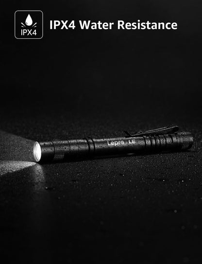 LE Pocket Pen Torch Light Flashlight C120, Small, Mini, Stylus Pen Light with Clip, AAA Battery Powered [Not Included], Perfect Torch for Inspection, Work, Repair and More, Pack of 2