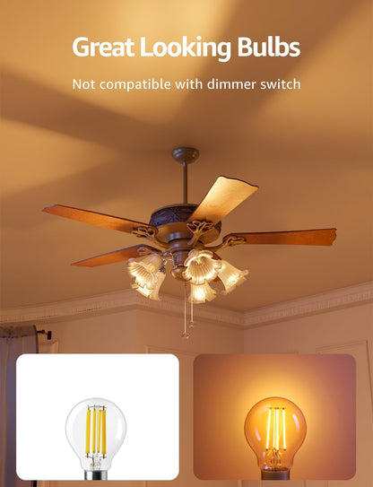 Lepro E14 Golf Ball Bulb Vintage, Ultra Efficient A-Rated, 2.2W = 40W, 470lm, Warm White 2700K, 50000H Lifespan, Small Edison Screw SES Bulb, Clear Filament, Glass, Pack of 2