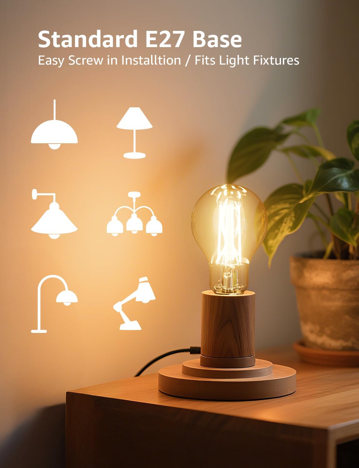 Lepro E27 Screw Bulb Vintage, Ultra Efficient A-Rated GLS Bulb, 7.2W = 100W, 1521lm, 2700K Warm White, 50000H Lifespan, Clear Filament, Glass, Non-dimmable, Pack of 2