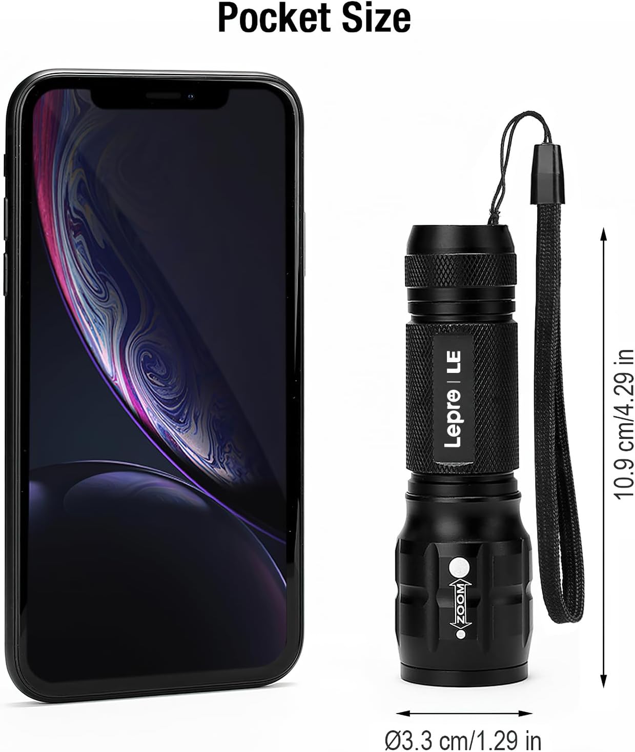 LE LED Torch, LE1000 Powerful Handheld Flashlight, Super Bright, Pocket Size, Lightweight, Suit for Camping, Cycling, Running, Dog Walking and More Outdoor Use, 12 AAA Batteries Included, Pack of 4