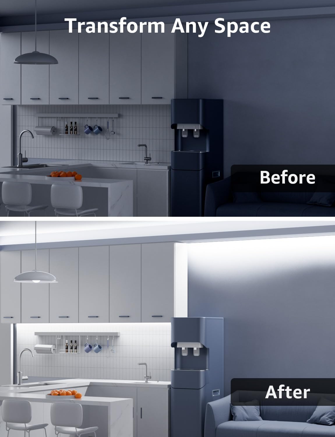 Lepro White LED Strip Light 10M, 2000lm Dimmable LED Lights, 24V UK Plug LED Strip with Dimmer Switch, 6000K Cool White Strip Lights for Kitchen, Cabinet, Wardrobe, Conservatory, Garage (1 Roll)