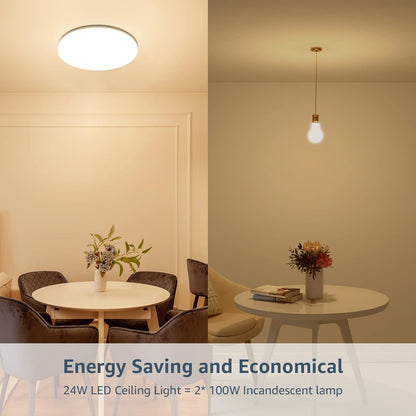 Lepro Bathroom Light Warm White, 15W 1500 Lumen Waterproof Ceiling Lights, 3000K, IP54, 100W Equivalent, Small, Modern, Round Ceiling Light for Kitchen, Toilet, Porch, Bedroom, Utility Room and More