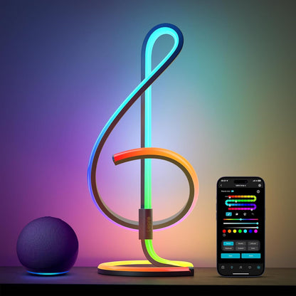 Lepro TB2 AI Table Lamp, Smart LED Lamp with Music Sync, AI Lighting Design Assistant, Colour Changing Smart Table Lamp, Voice Cotrol, Works with Alexa & Google Assistant, Bluetooth & 2.4GHz WiFi