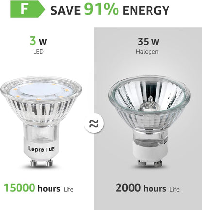 Lepro GU10 LED Bulbs, Warm White 2700K LED Light Bulbs, 35W Halogen Spotlight Equivalent, 3W Energy Saving GU10 Bulbs, 250lm, 100° Beam Angle, Non Dimmable, AC 220-240V, Pack of 10
