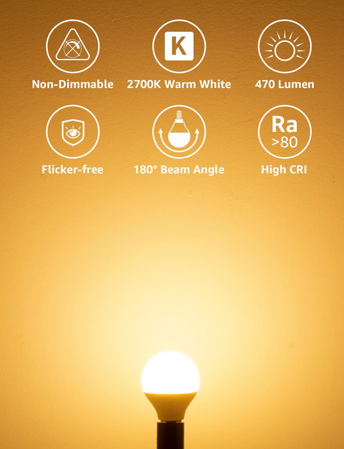 Lepro E14 LED Light Bulb, Small Screw Light Bulb, 4.9W 470lm, 40W Equivalent SES E14 Bulb, Warm White 2700K E14 Golf Ball Bulb, Energy Saving LED P45 Bulb, 220-240V, Non-Dimmable, Pack of 6