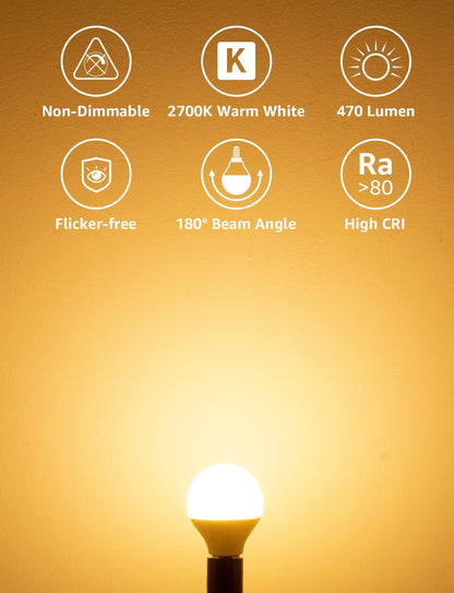 Lepro E14 LED Light Bulb, Small Screw Light Bulb, 4.9W 470lm, 40W Equivalent SES E14 Bulb, Warm White 2700K E14 Golf Ball Bulb, Energy Saving LED P45 Bulb, 220-240V, Non-Dimmable, Pack of 6