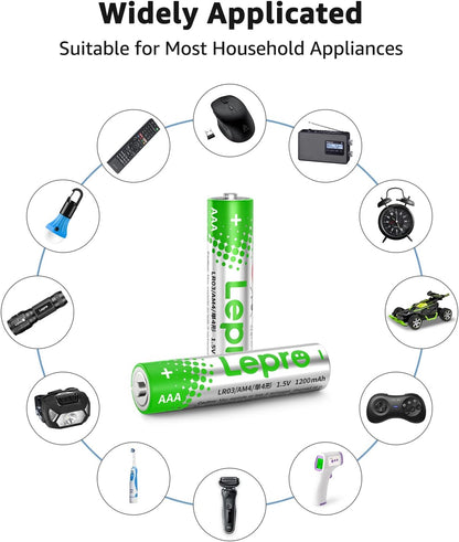 Lepro AAA Alkaline Batteries 48 Pack, 1200mAh Triple A Battery with Anti-Leakage Technology, High Capacity, Long Lasting Power, 1.5 Volt LR03 MN2400 AAA Battery Pack for Clocks Remotes Mouse Torch