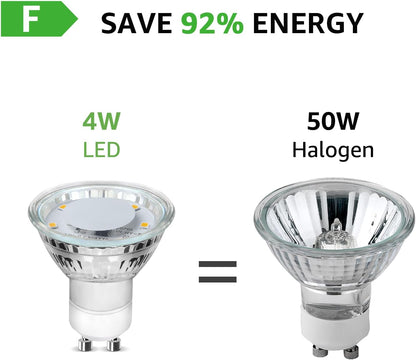 Lepro GU10 LED Bulbs Warm White 2700K, 4W 325lm Spot Light Bulbs, 50W Halogen Spotlight Equivalent, Energy Saving GU10 LED Lightbulbs, 100° Wide Beam, Non-dimmable, Pack of 6