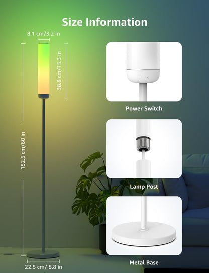 Lepro O1 AI Floor Lamp, Smart Standing Lamp with Music Sync, 2300 Lumen Corner Floor lamp for Living Room, Bedroom, RGB+CCT, AI Lighting Design Assistant, Works with Alexa, 2.4GHz WiFi, No Remote