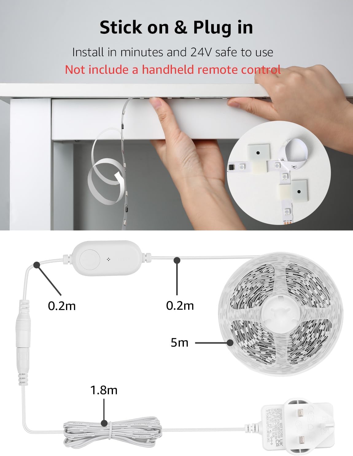 Lepro S1 AI Smart Rainbow LED Strip Light 5M, 30 LEDs/M, Music Sync, Works with Alexa & Google Home, WiFi Bluetooth App Voice Control, AI Lighting Design Assistant, MagicColor LED Lights for Bedroom