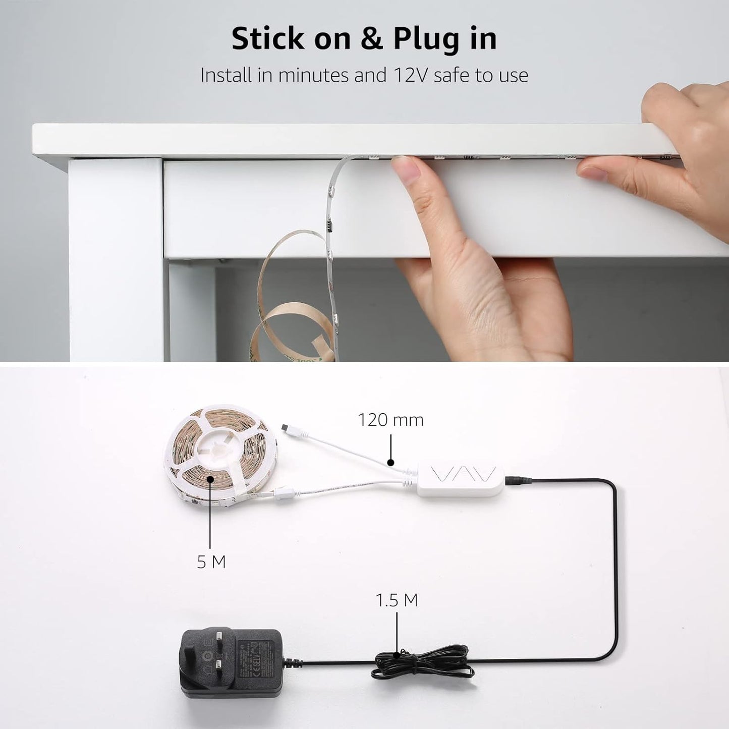 Lepro MagicColor LED Strip Light 5M 150 LEDs, Rainbow Chasing Lights, Music Sync, Multiple Colours on One Line, Remote Control LED Lights for Bedroom, Living Room, Bar, Gaming Time