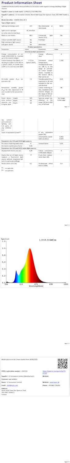 Lepro LED Light Bulbs Bayonet, Ultra Efficient A-Rated B22 Bulb, 7.2W = 100W, 1521lm, 2700K Warm White, 50000H Lifespan, Clear Filament, Glass,Non-dimmable, Pack of 4