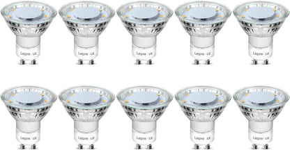 Lepro GU10 LED Bulbs, Cool White 5000K, 50W Halogen Spotlight Equivalent, 4W 325lm Energy Saving GU10 LED Light Bulbs, 100° Wide Beam, Non-dimmable, Pack of 10