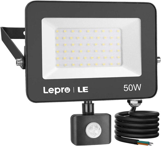 Lepro Security Lights Outdoor Motion Sensor, 50W PIR Sensor Security Light, 4200 Lumens Super Bright, Ultra Thin, Water-Resistant Flood Light for Garden, Patio, Backyard, Rooftop and More