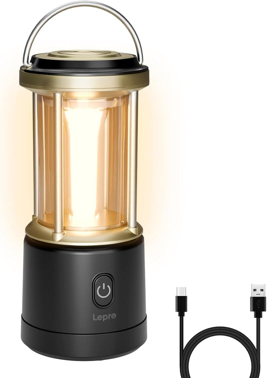 Lepro Camping Lantern, 2000 Lumen Camping Light Reachargeable or AA Battery Powered, Dimmable 5 Modes, Warm White & Cool Light, Rechargeable Lantern for Power Cuts, Tents, Fishing, Storm, Emergency