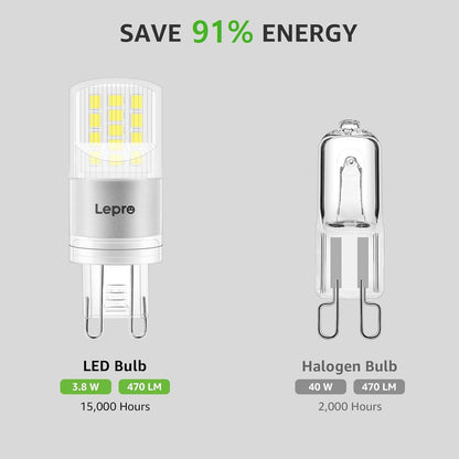 Lepro G9 LED Bulbs Cool White, 3.8W 470lm G9 LED Bulb, 40W Equivalent G9 Capsule Bulb, Energy Saving LED G9 Bulbs Cool White 6000K, AC 220V-240V, Non-dimmable, Pack of 5