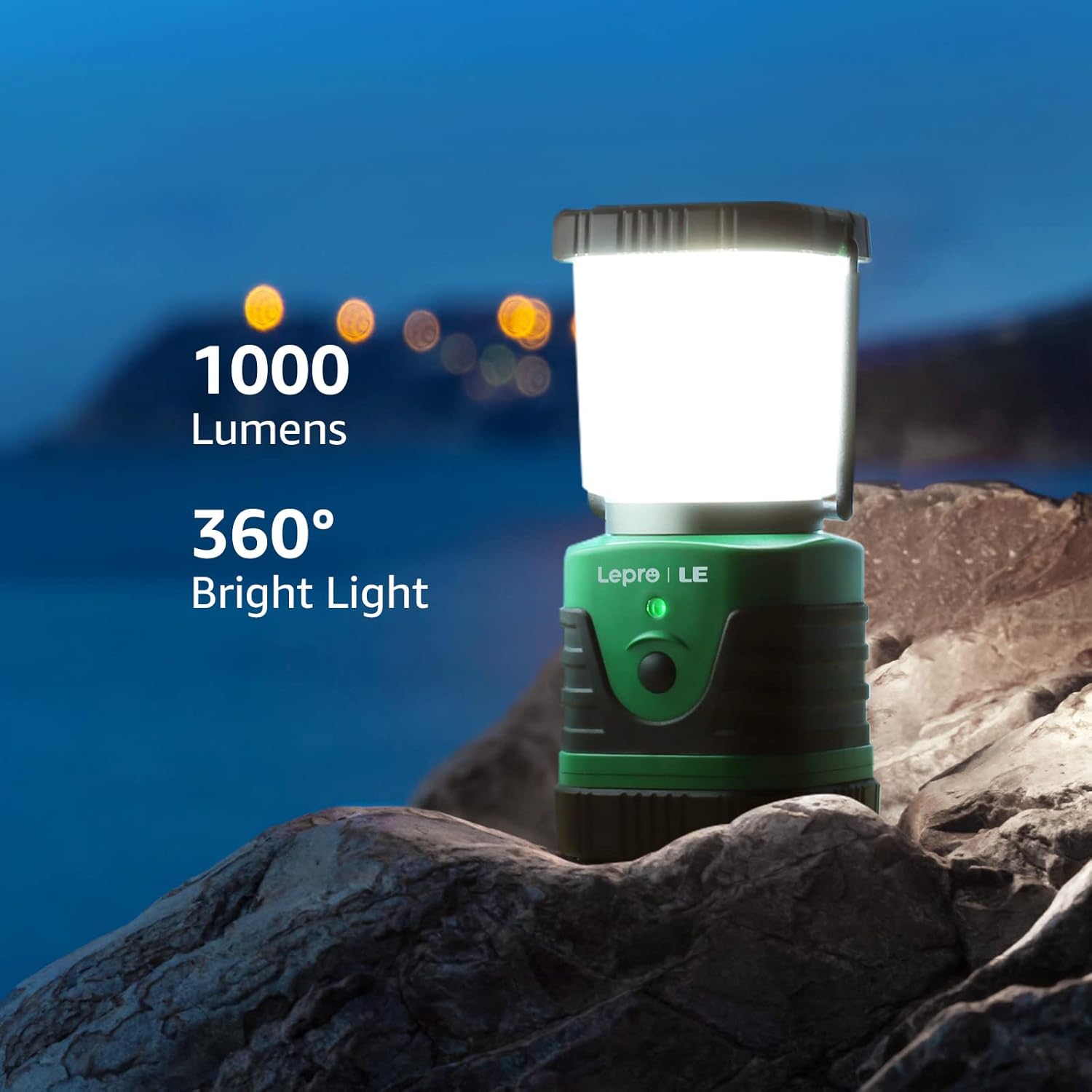 LE Camping Light Rechargeable, 1000 Lumen Camping Lantern, Dimmable 4 Modes Camping Tent Lights with 4400mAh Power Bank, Camping Accessories, Rechargeable Lantern for Outdoors, Power Cuts and More