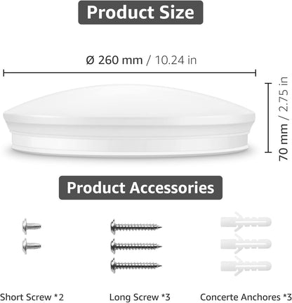 Lepro Ceiling Lights, 12W 1150 Lumen, 3000K Warm White, Flush Ceiling Lighting Fitting for Kitchen, Bedroom, Cloakroom, Porch, Hall, Lounge, Utility Room and More, φ26cm Round