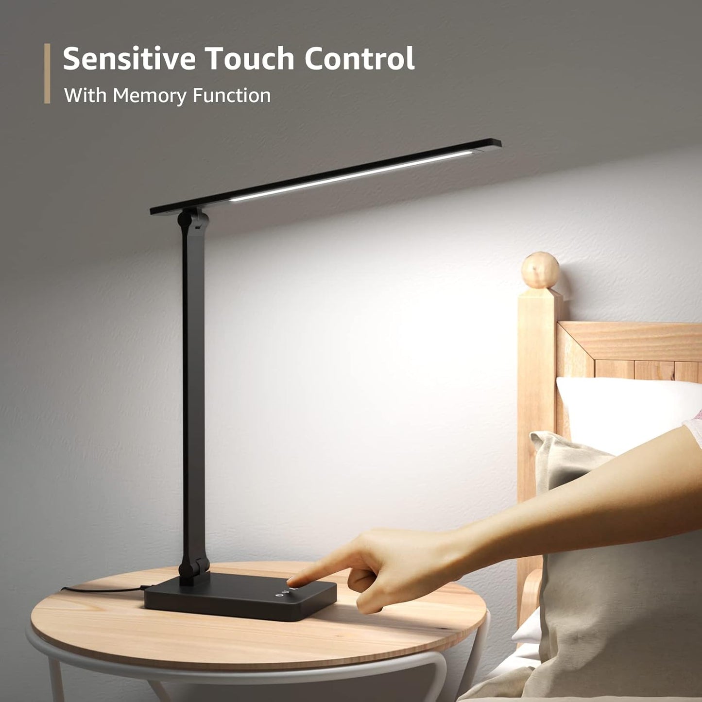 Lepro Desk Lamp, LED Desk Lamp with Power Adapter, 9.2W 750lm, Dimmable Desk Lamps Office, 5 Brightness Levels x 5 Colour Modes, Touch Control Daylight Lamp for Office, Study, Bedroom, Nails, Reading