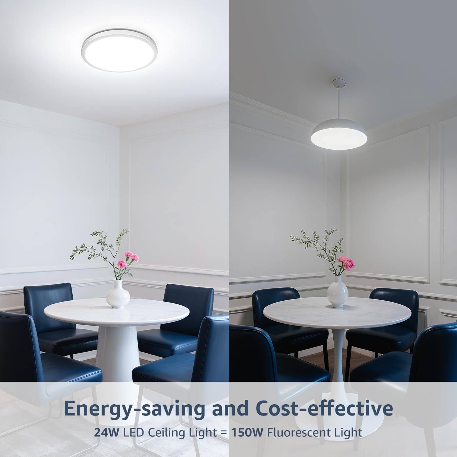 Lepro 24W 2400lm Ceiling Light, 29.3cm Large LED Bathroom Light, 2.6cm Ultra-Thin, Waterproof, Daylight White 5000K, Flush Ceiling Light for Living Room, Bedroom, Kitchen, Garage and More, 2 Packs