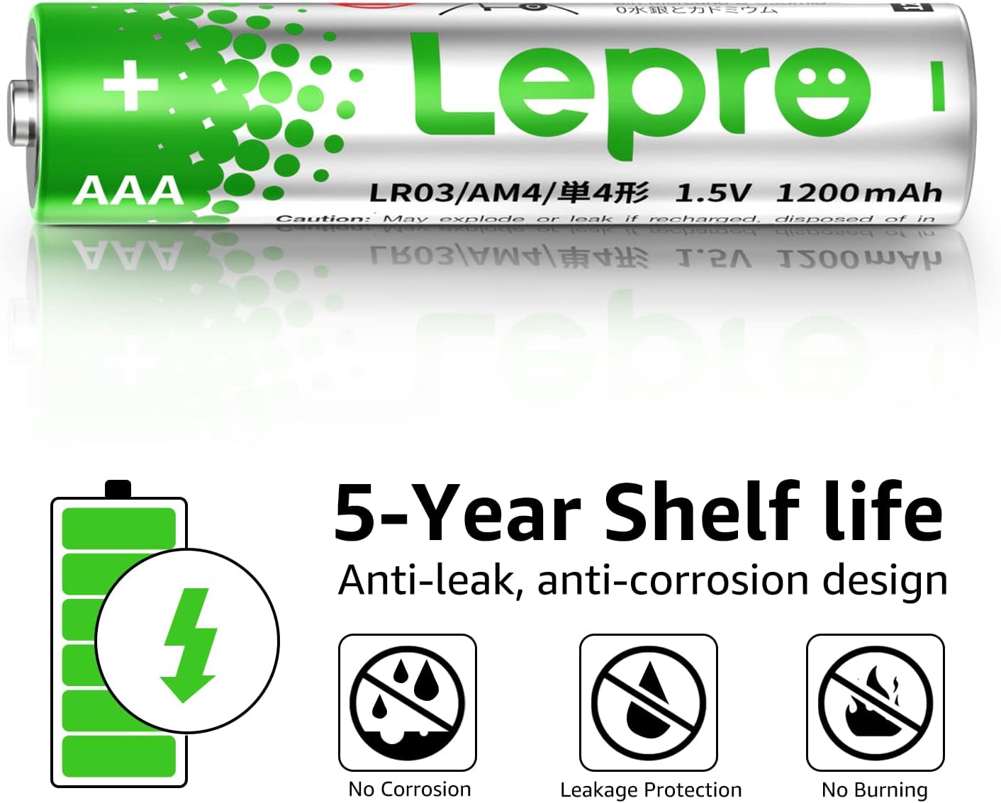 Lepro AAA Alkaline Batteries 12 Pack, 1200mAh Triple A Battery with Anti-Leakage Technology, High Capacity, Long Lasting Power, 1.5 Volt LR03 MN2400 AAA Battery Pack for Clocks Remotes Mouse Torch