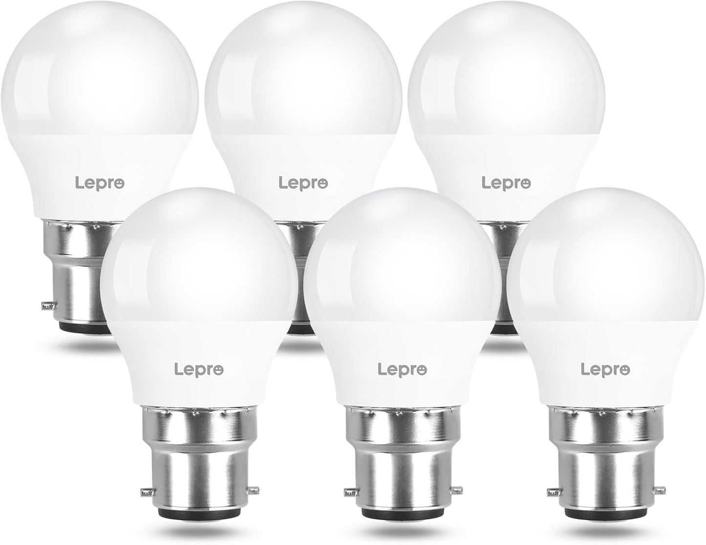 Lepro Bayonet Light Bulbs, 40W Equivalent, Warm White 2700K, 4.9W 470lm B22 LED Bulb, G45 Golf Ball Energy Saving Lightbulbs, 180° Wide Beam, Non-dimmable, Pack of 6