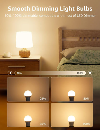 Lepro E27 Screw Bulb Dimmable, 8.5W Equivalent to 60W, Warm White 2700K E27 LED Bulbs, 806 Lumen Edison LED Light Bulb, Energy Saving E27 Bulbs for Lamp, Pack of 6