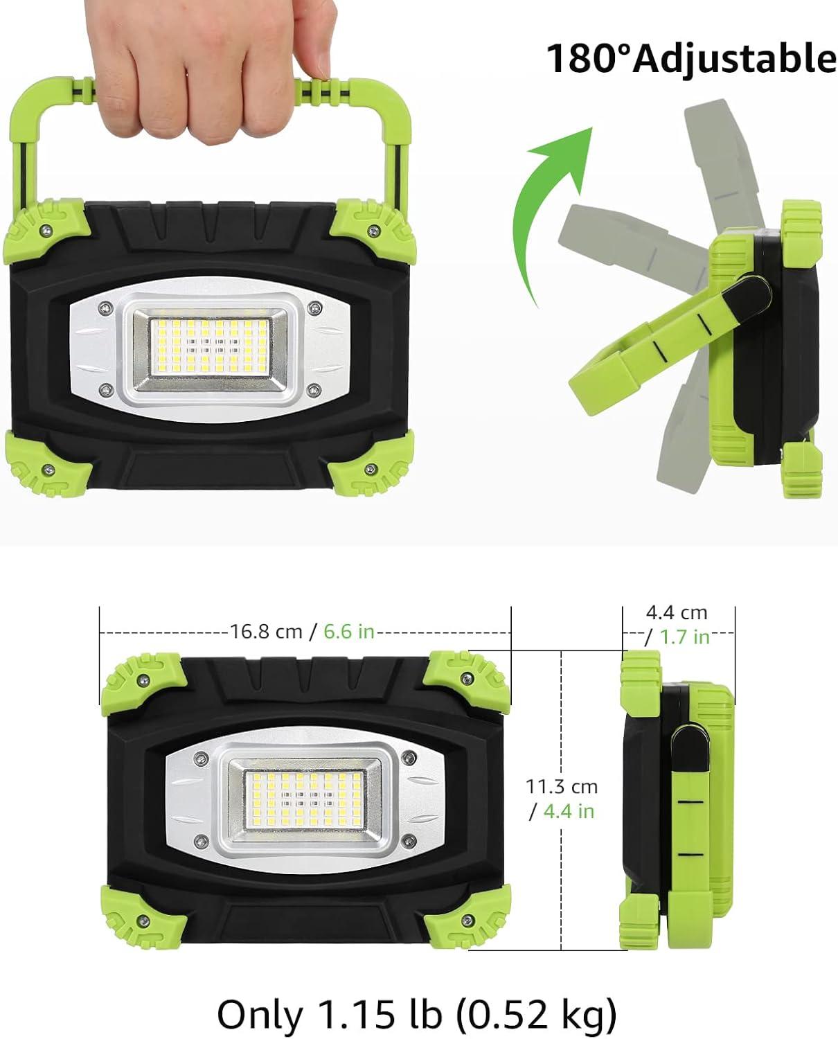 Lepro Work Lights Portable Rechargeable, 2000lm Camping Light Rechargeable, 5 Modes Emergency Lights for Power Cuts, 5200mAh Power Bank, Rechargeable Work Light, Suit as Fathers Day Gifts