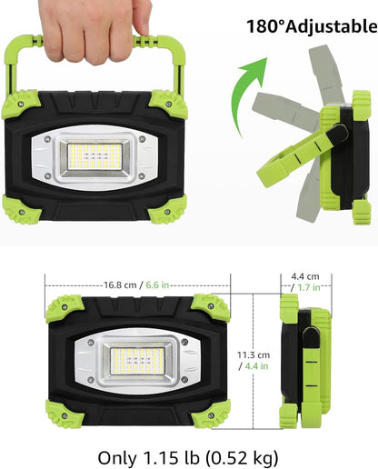 Lepro Work Lights Portable Rechargeable, 2000lm Camping Light Rechargeable, 5 Modes Emergency Lights for Power Cuts, 5200mAh Power Bank, Rechargeable Work Light, Suit as Fathers Day Gifts