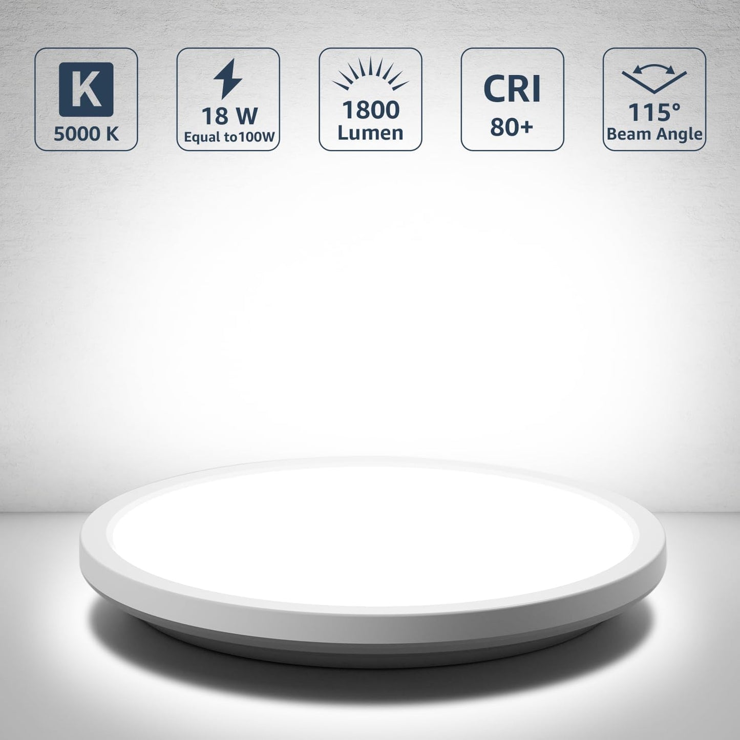 Lepro Bathroom Light, 18W 1800lm LED Ceiling Light, Waterproof IP44, 2.6cm Ultra-thin, 5000K, Round, Modern Flush Ceiling Lighting for Bathroom, Kitchen, Bedroom, Hallway, Utility Room, Ø22cm, 4 Packs